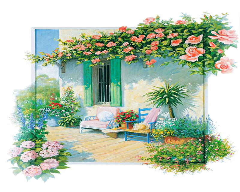 Garden Patio with Roses