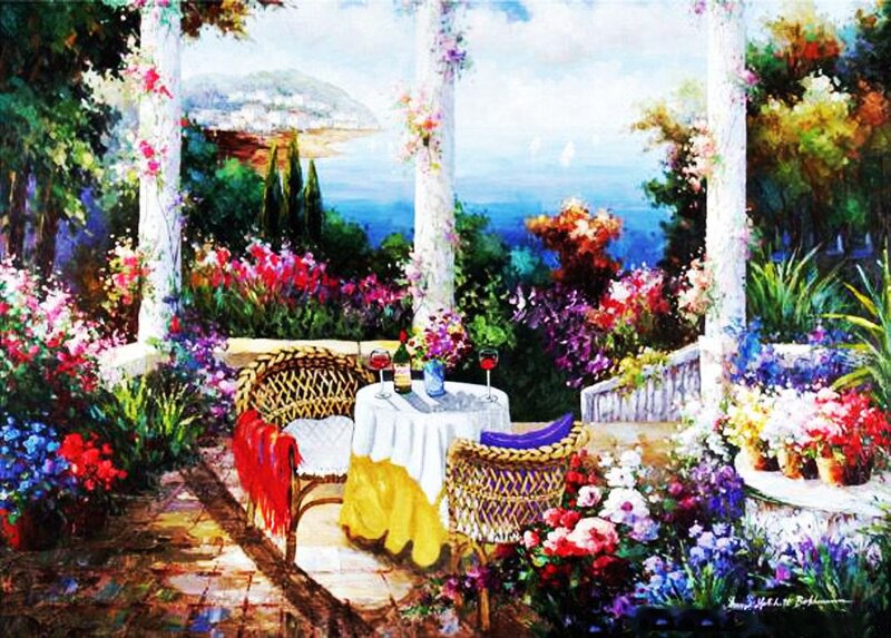 Garden Patio with Table — Blue