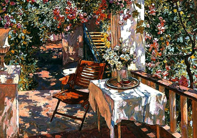 Garden Patio with Table — Green, Serene