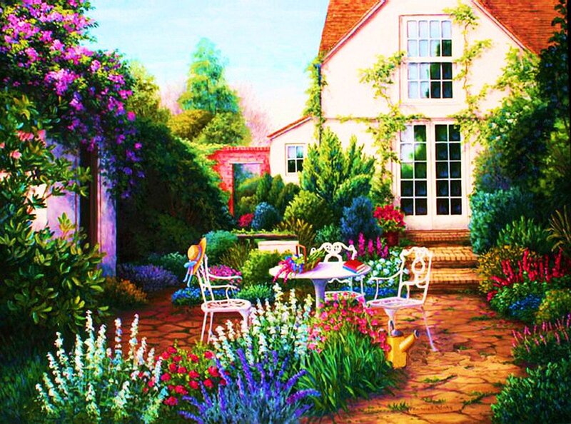 Garden Patio with Table — Green