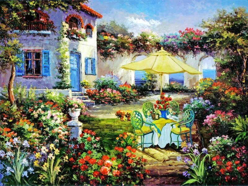 Garden Patio with Table — Yellow