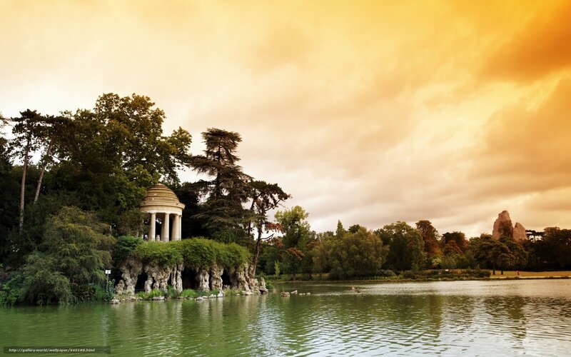Garden pavilion at sunset