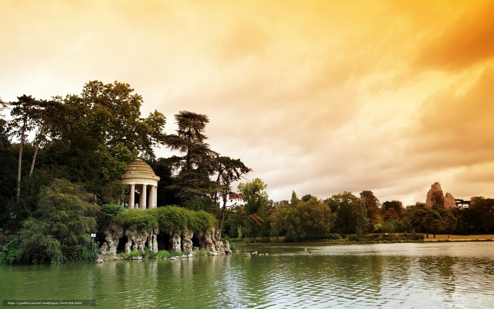 Garden pavilion at sunset