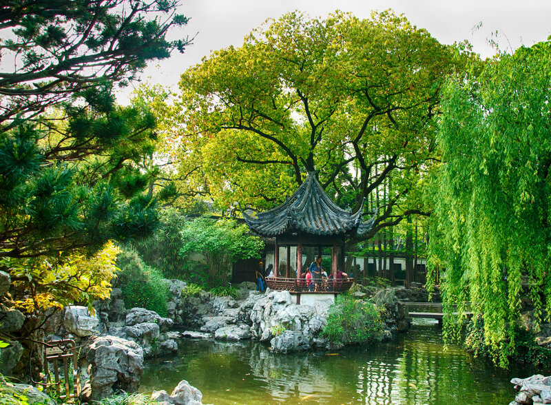Garden Pavilion by Pond — Green