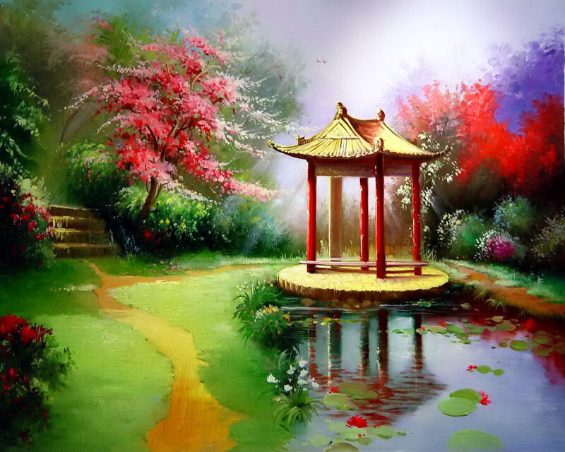 Garden Pavilion by Pond