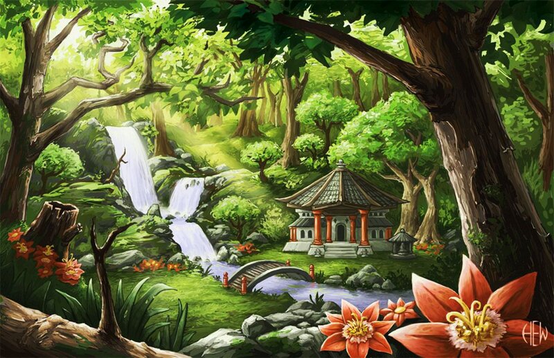 Garden Pavilion in Forest — Green, Serene