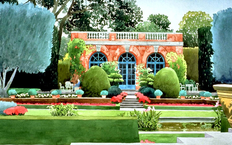 Garden Pavilion with Arched Doors