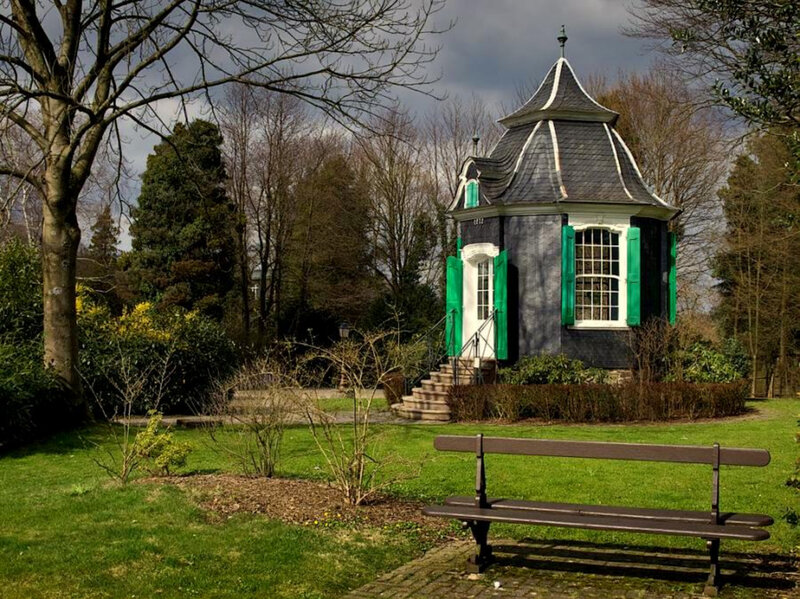 Garden pavilion with bench