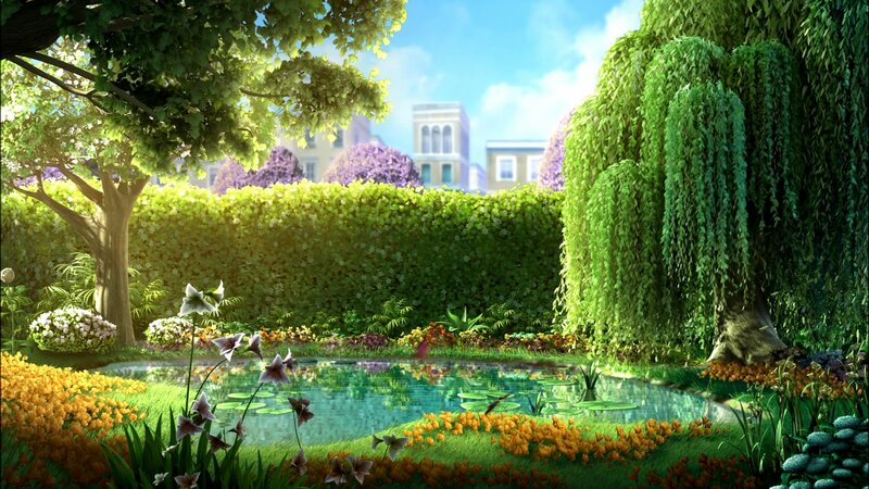 Garden Pond with Flowers — Green, Serene, Afternoon, Digital Art