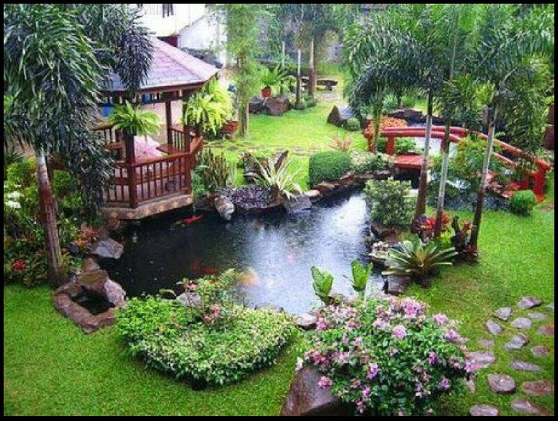 Garden Pond with Gazebo — Green, Serene