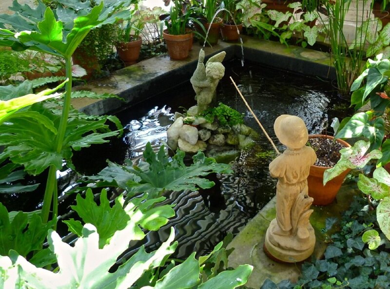 Garden Pond with Statues