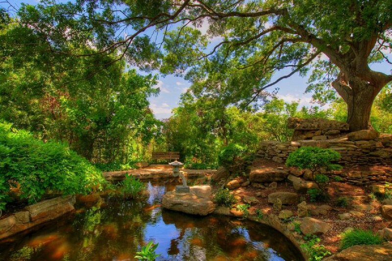 Garden Pond with Stone Lantern