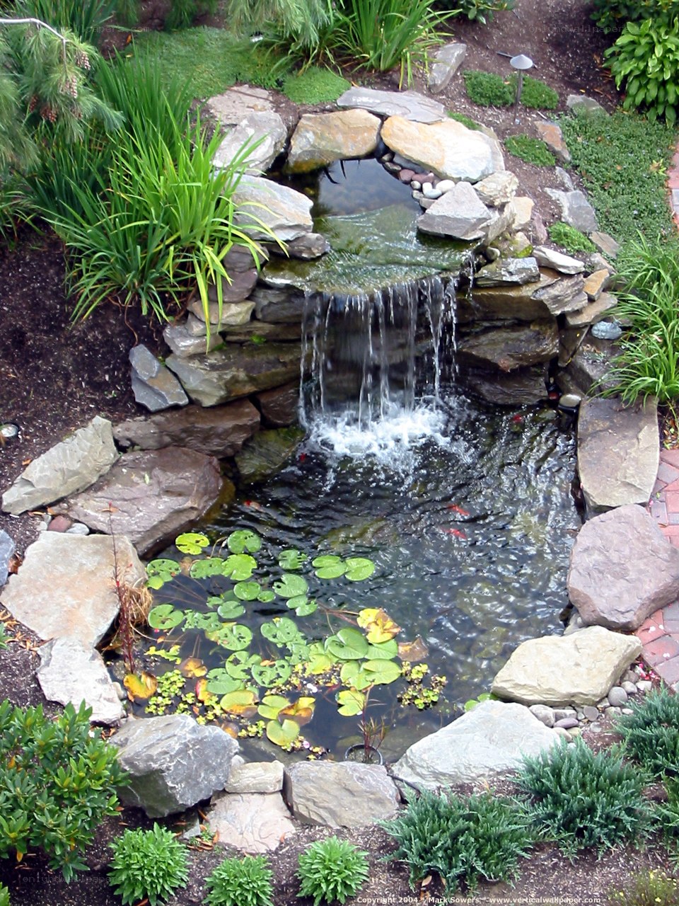 garden pond with waterfall