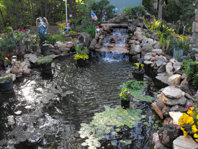 Garden Pond with Waterfall — Green