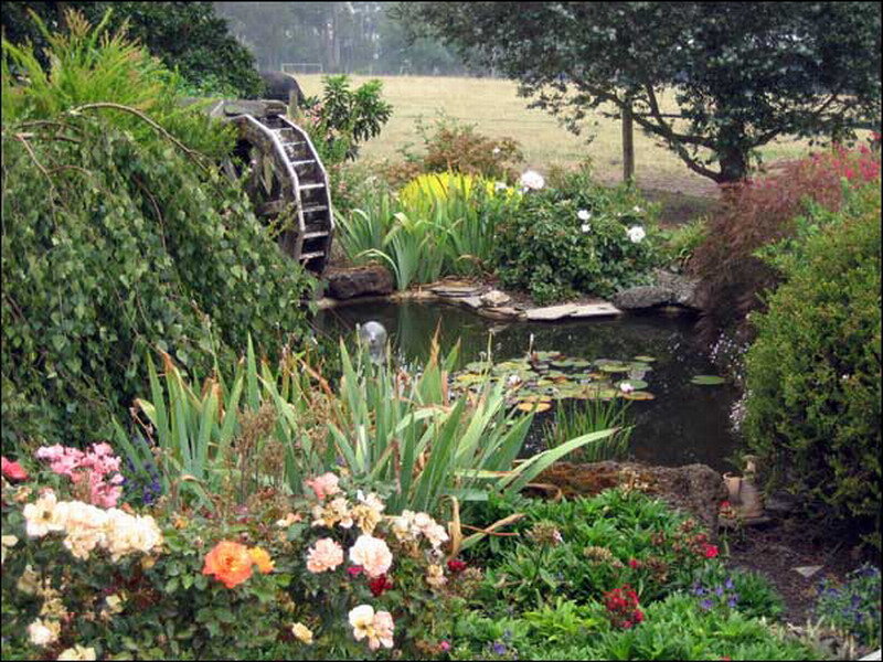 Garden Pond with Waterwheel