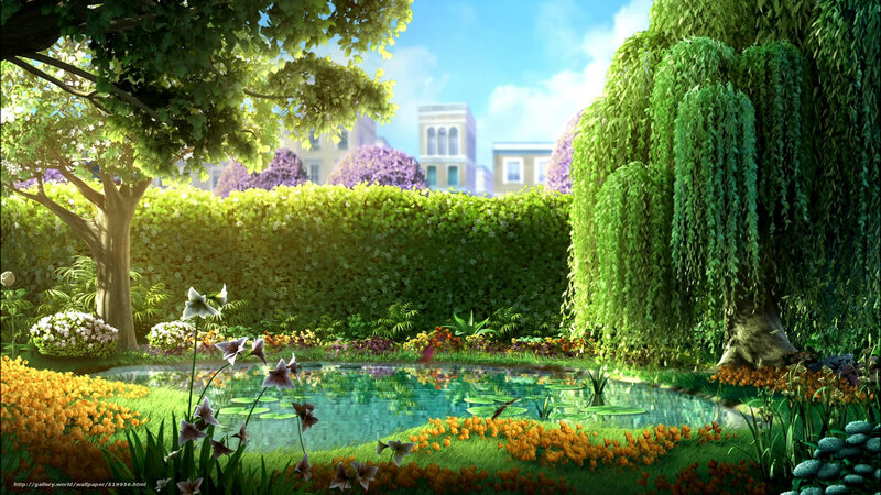 Garden Pond with Willow — Green, Serene, Afternoon