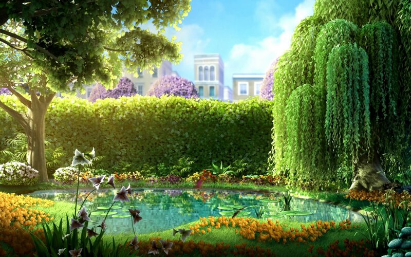 Garden Pond with Willow — Green, Serene