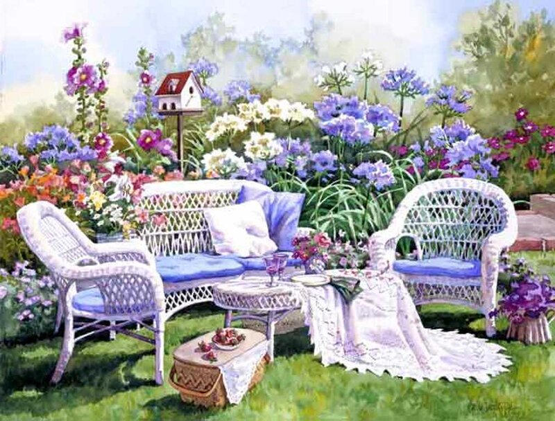 Garden seating with flowers