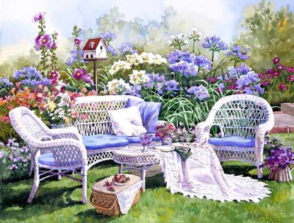 Garden seating with flowers