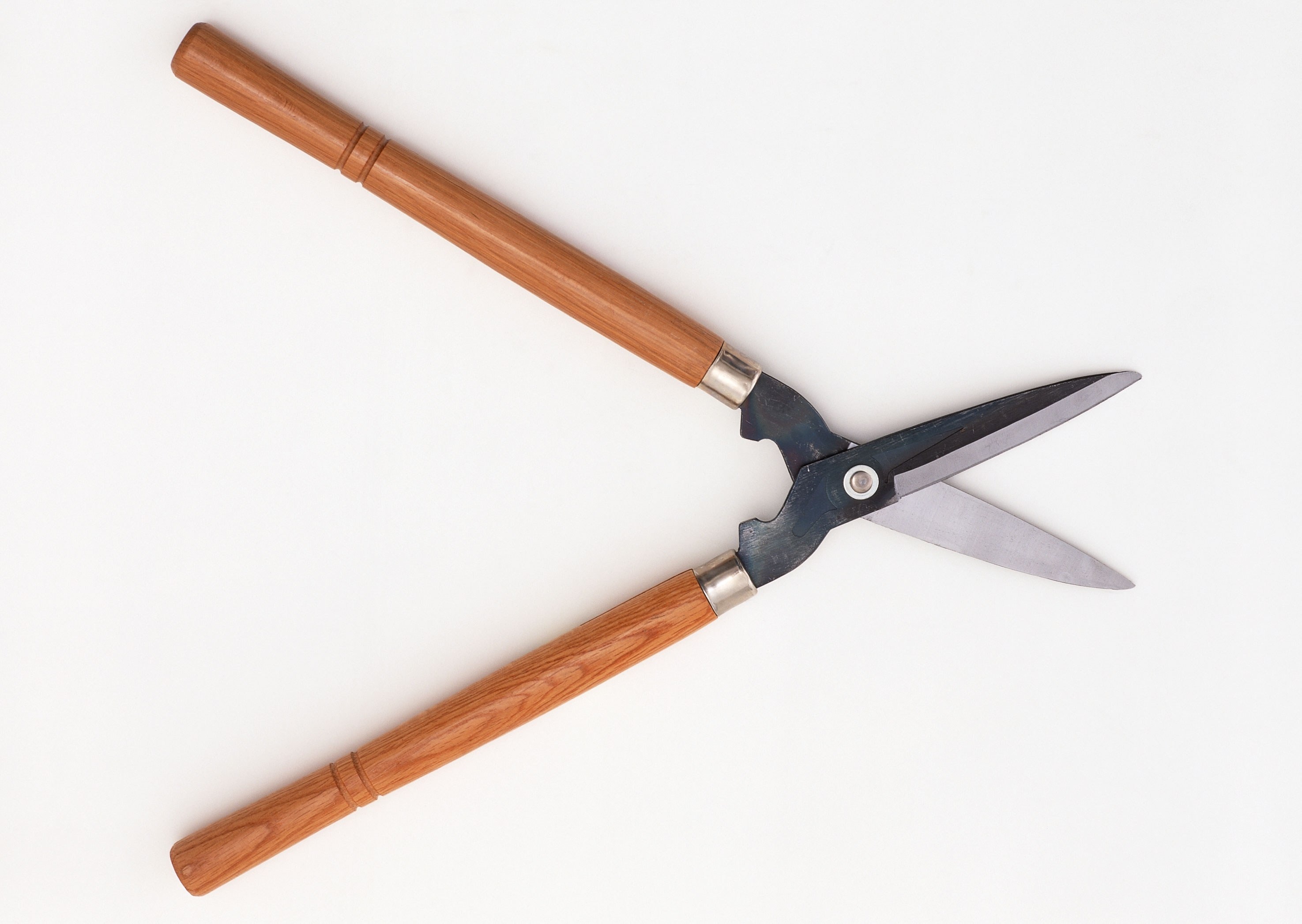 Garden shears with wooden handles