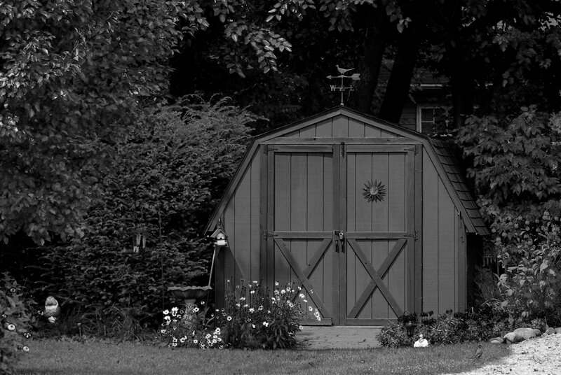 Garden Shed in Backyard — Black