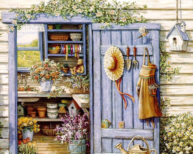 Garden Shed Interior — Blue, Serene