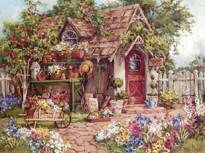 Garden Shed with Flowers