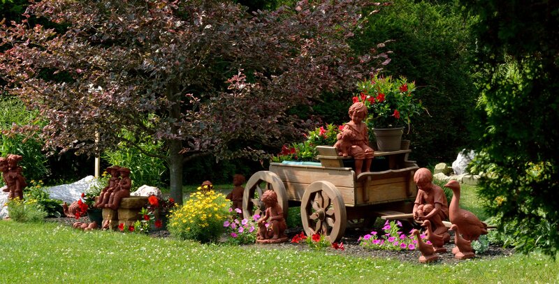 Garden Statues and Cart