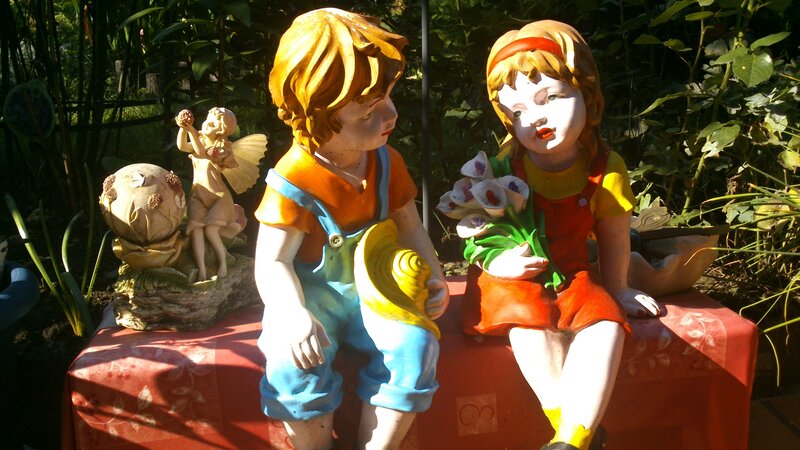 Garden Statues of Children — Red