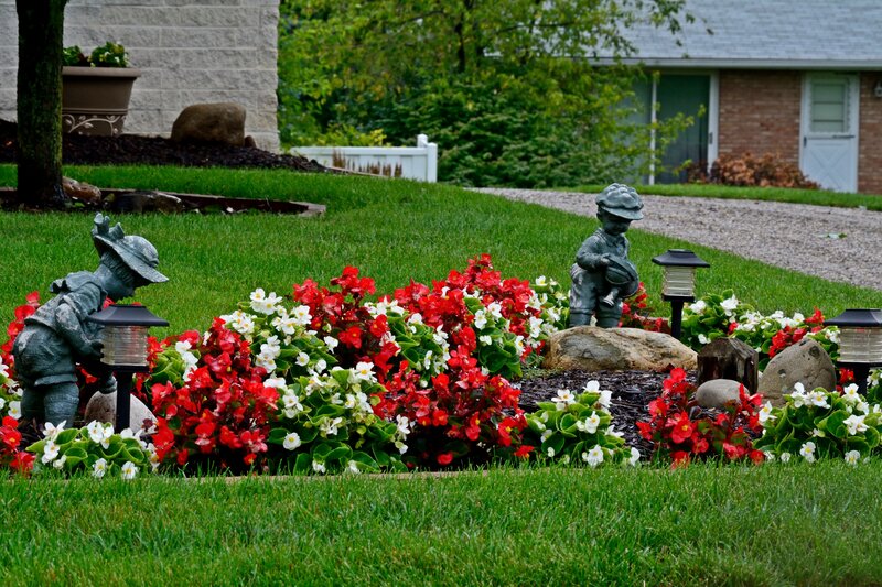 Garden Statues with Flowers