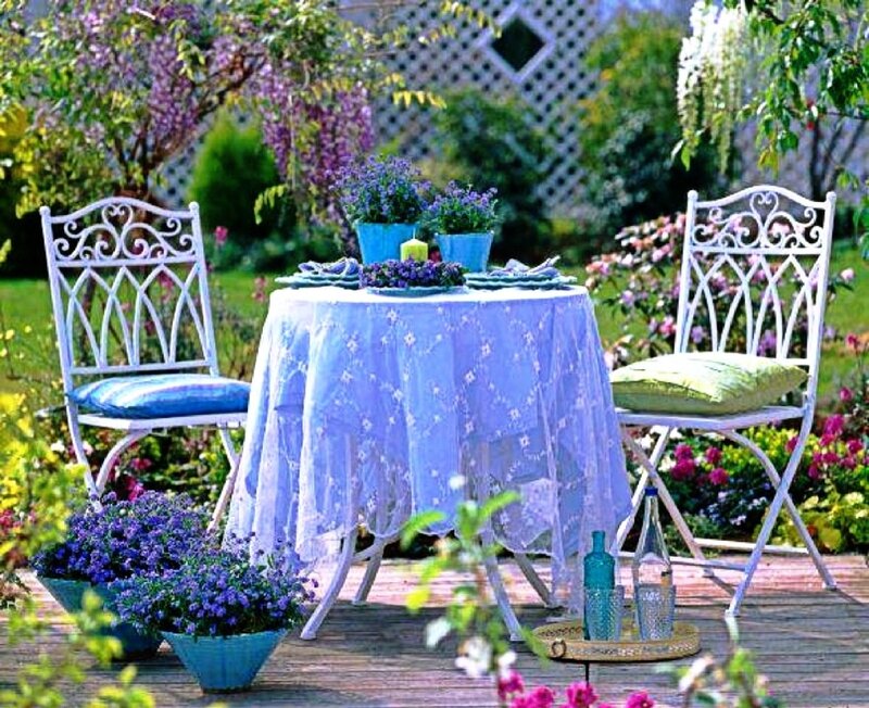 Garden Table Setting — Blue, Serene, Afternoon