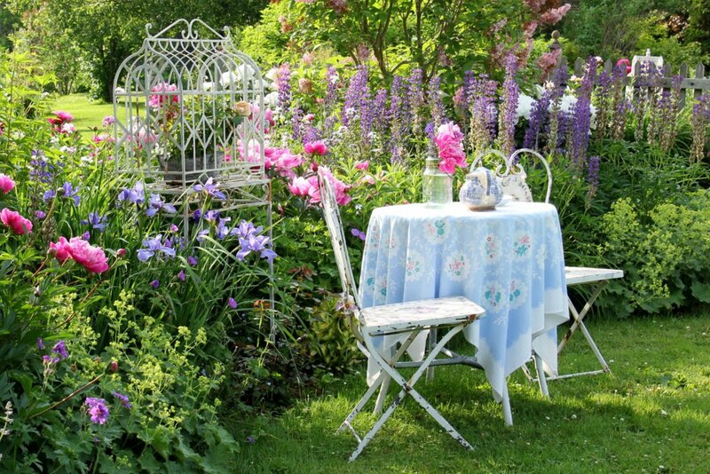 Garden Table with Chairs — Green, Serene, Afternoon