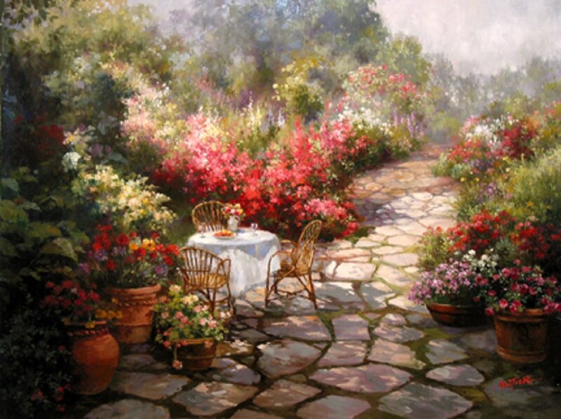 Garden Table with Chairs — Green, Serene