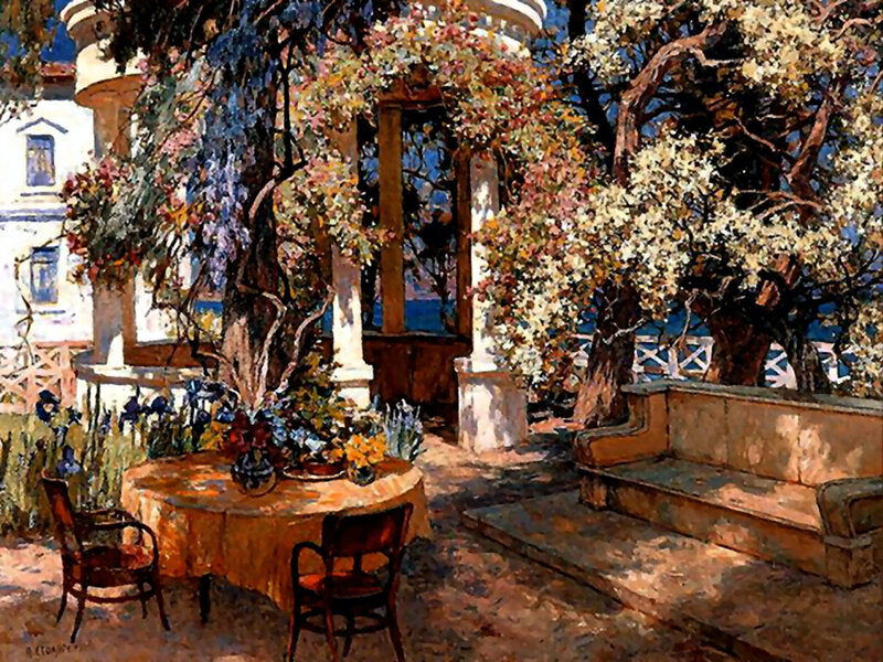 Garden Table with Flowers — Yellow