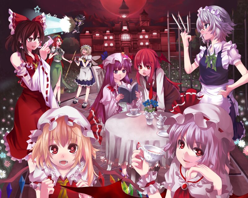 Garden tea party with magical girls