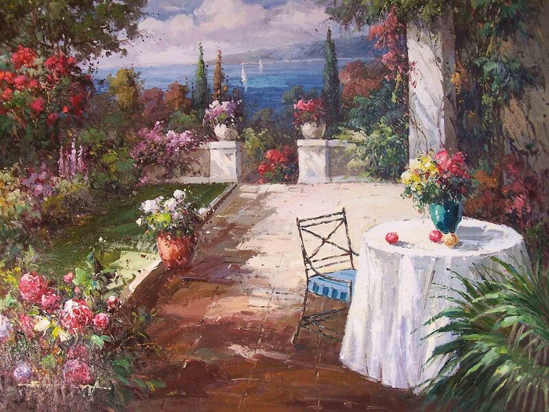 Garden Terrace with Table — Green