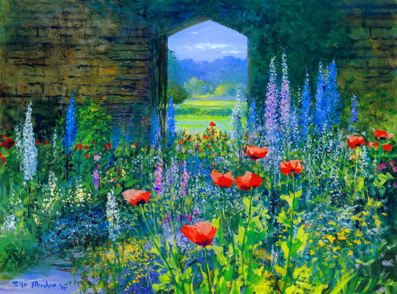 Garden Through Stone Arch — Green