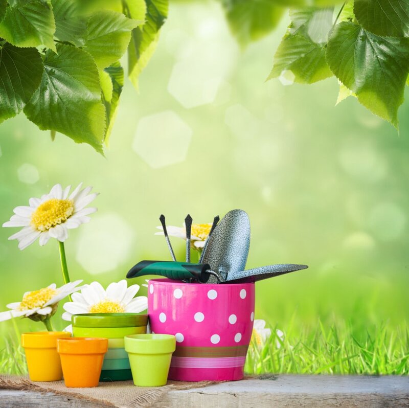 Garden Tools and Flowers — Green