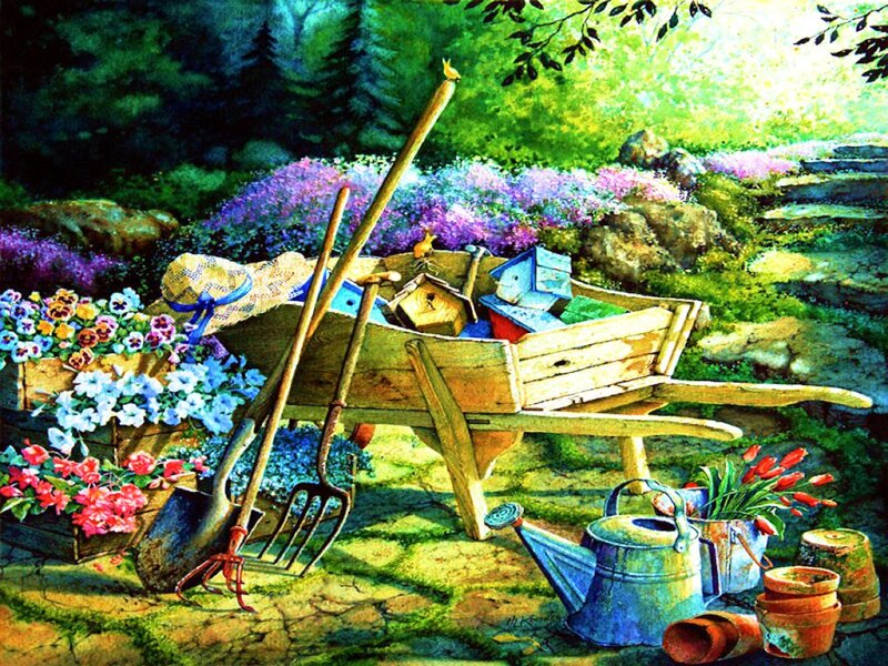 Garden Tools in Wheelbarrow
