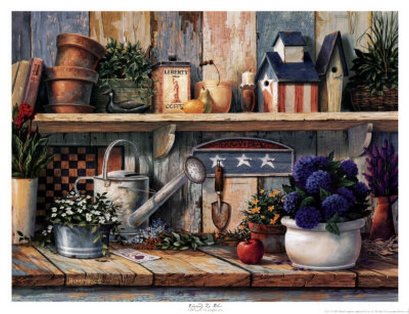 Garden Tools on Shelf