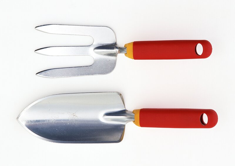 garden tools on white