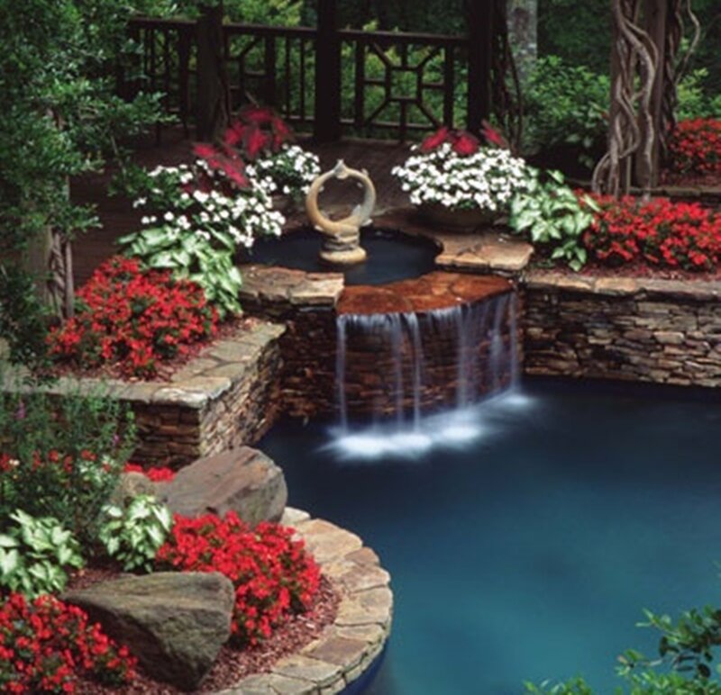 Garden Waterfall Pond — Blue
