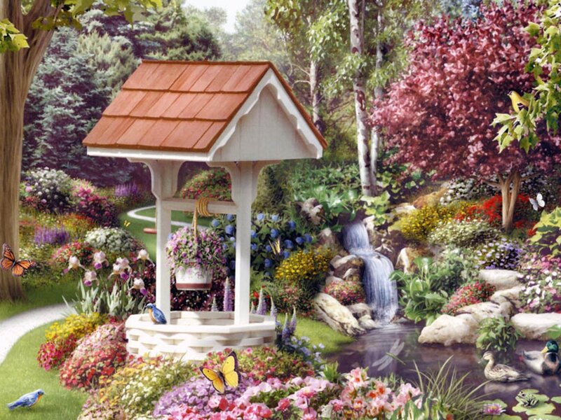 Garden Well with Waterfall