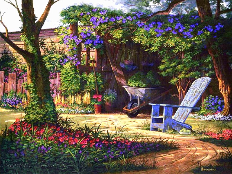 Garden with Adirondack Chair — Blue