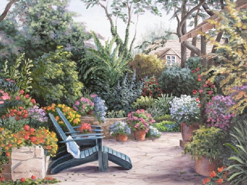 Garden with Adirondack chair