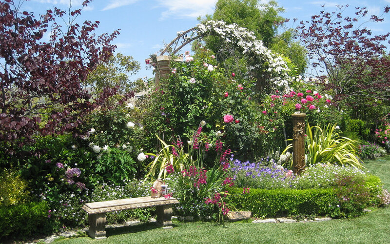 Garden with Arbor and Bench