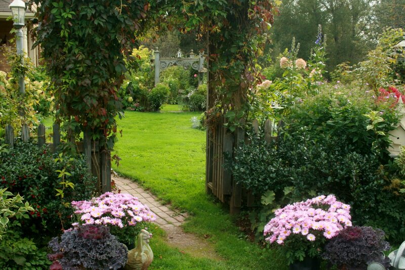 Garden with Arbor and Flowers