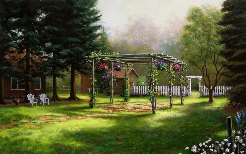 Garden with Arbor — Green