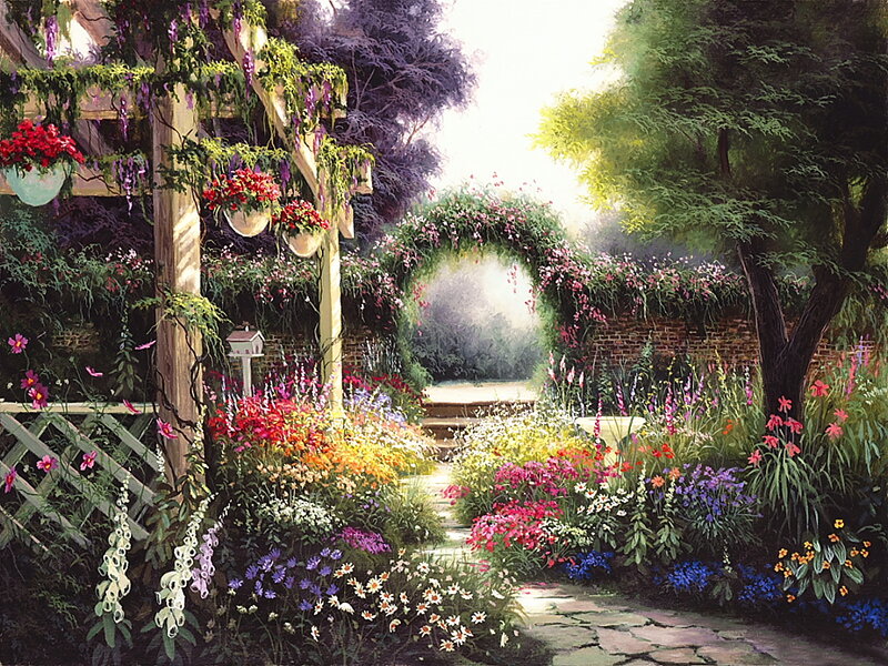Garden with Arched Entrance