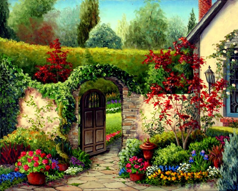 Garden with Arched Gate